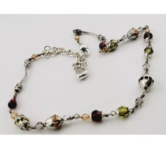 Brighton Silver Tone Multicolor Crystals Necklace 32.5g - Picture 4 of 9
